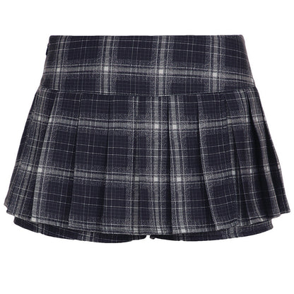 Plaid Pleated Low Rise Mini Skirt