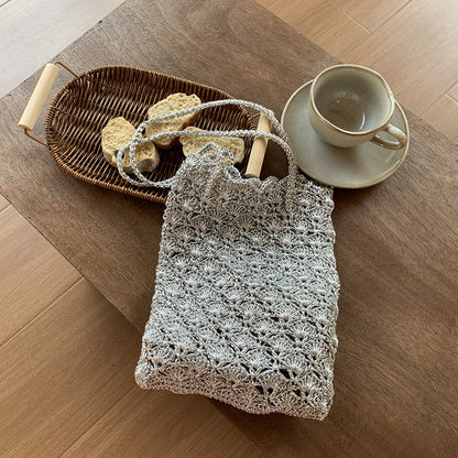 Handwoven Metallic Mini Shoulder Bag Elegant Artisanal Weave