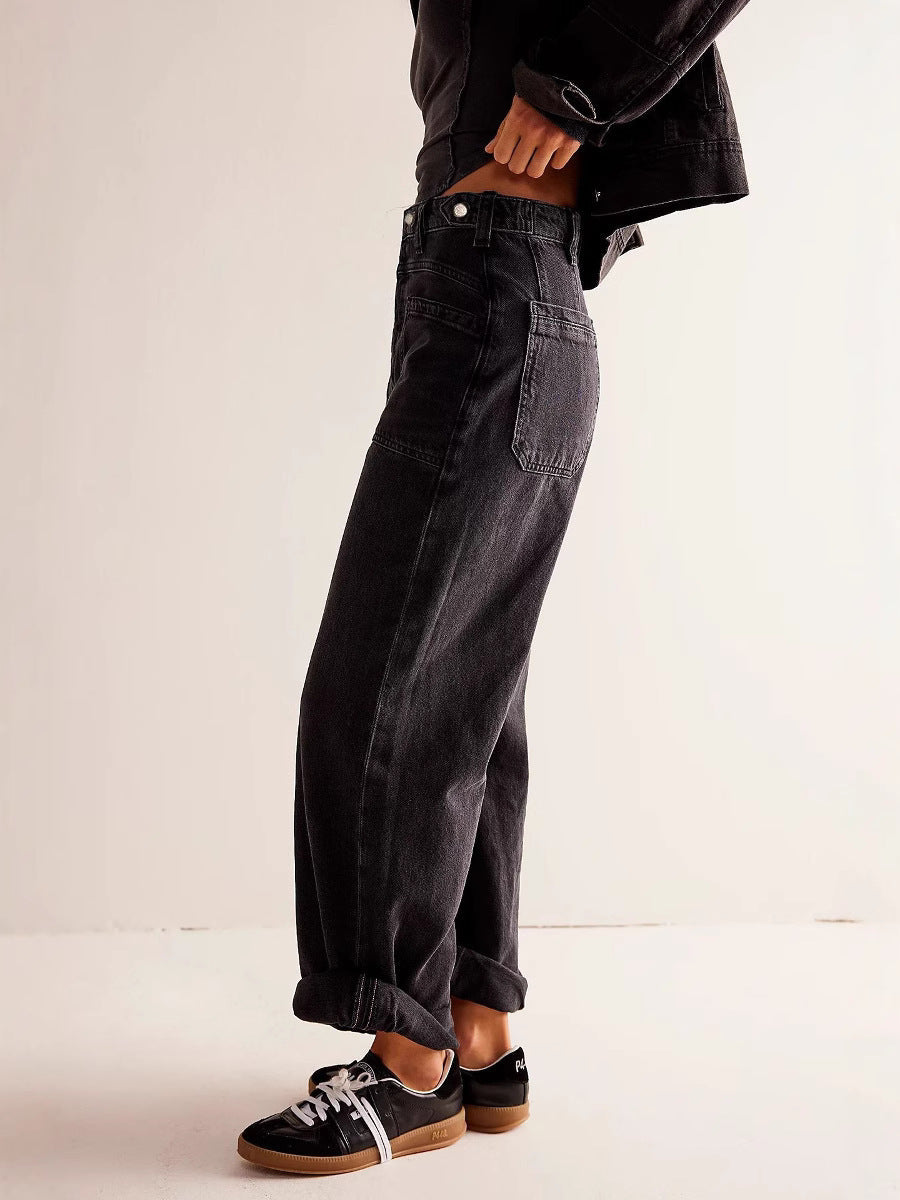 Washed Street Straight Leg Jeans