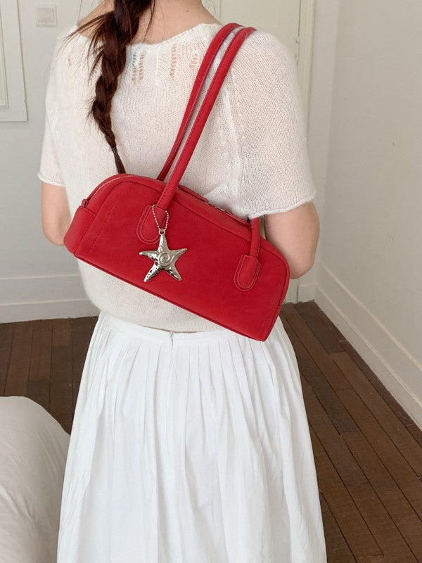 Trendy City Simplistic Shoulder Bowling Bag with Star Pendant
