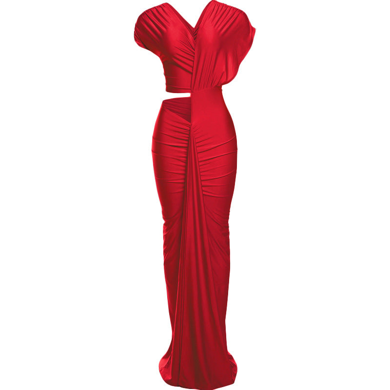 Sleek Cut-Out Bodycon Maxi Dress In Solid Colors