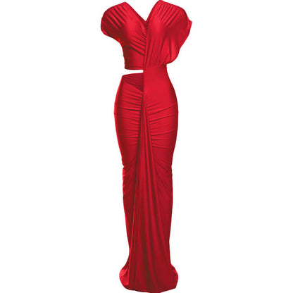 Sleek Cut-Out Bodycon Maxi Dress In Solid Colors