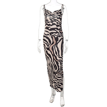 Fashionable Floral Backless A-Line Dress