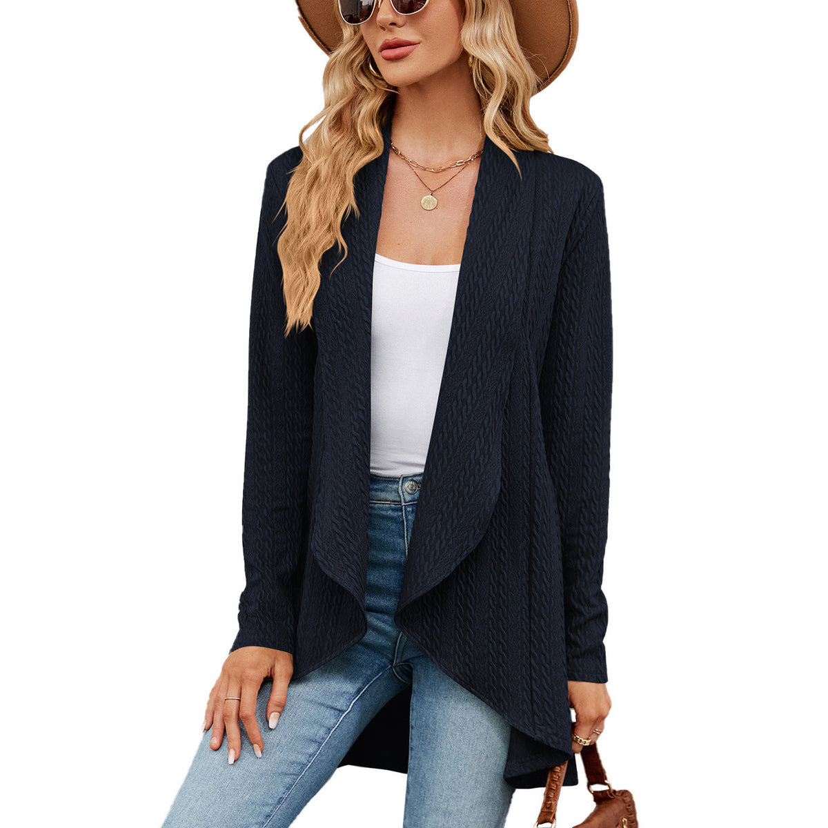 Autumn And Winter New Long Sleeved Solid Color Loose Cardigan Top Women'S Knitted Coat
