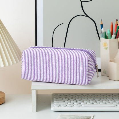 Color Block Striped Makeup Pencil Pouch