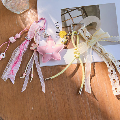 Cute Bow Star Braided Keychain Bag Charm