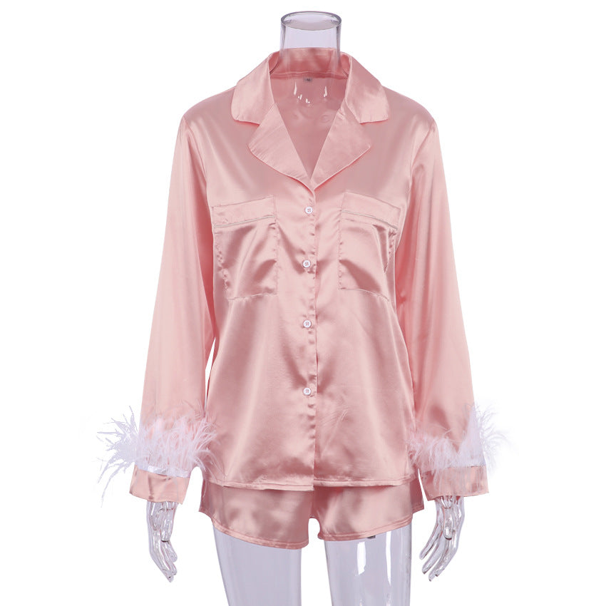 Feather Solid Color Sleepwear Sets