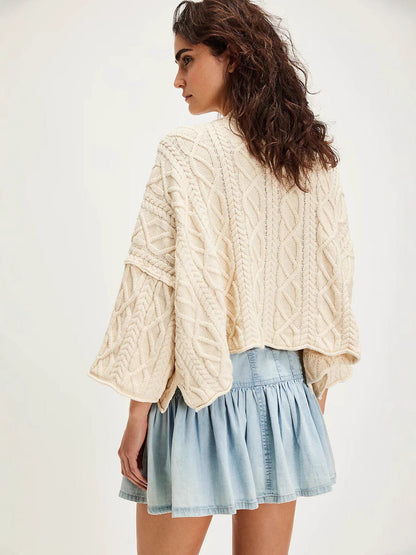High-Waisted A-Line Casual Denim Pleated Skirt