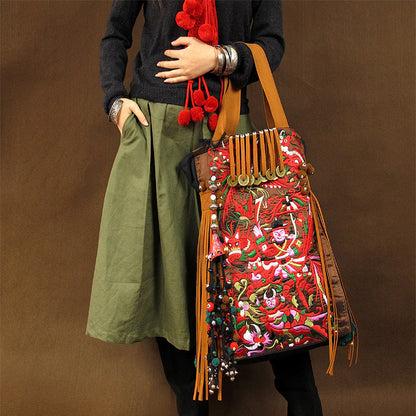 Original Ethnic Style Retro Tibetan Style Embroidery Women'S Bag Shoulder Bag Travel Bag Large Capacity Canvas Bag