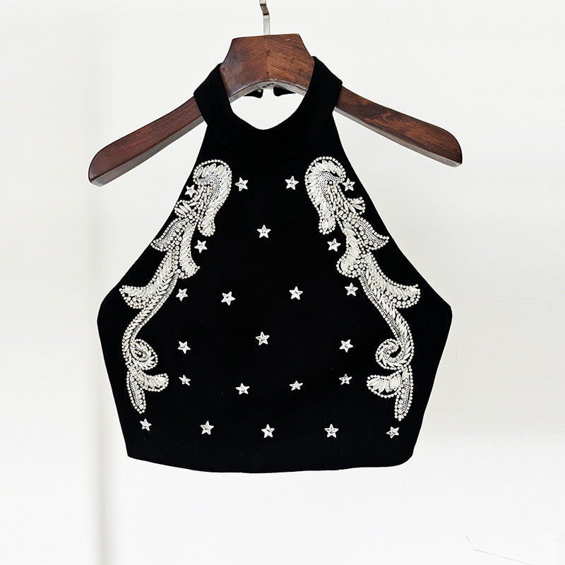 Fashionable Beaded Cami Top And Mini Skirt Set