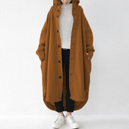 New Autumn And Winter Women'S Windbreaker Jacket, Women'S Hooded Mid Length Jacket