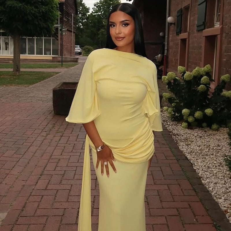 Sexy Backless Ruched Bodycon Dress With Off-Shoulder Design