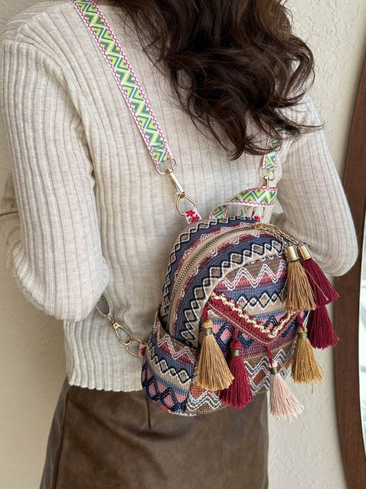 Bohemian Fringe Backpack Lightweight Casual Travel Bag