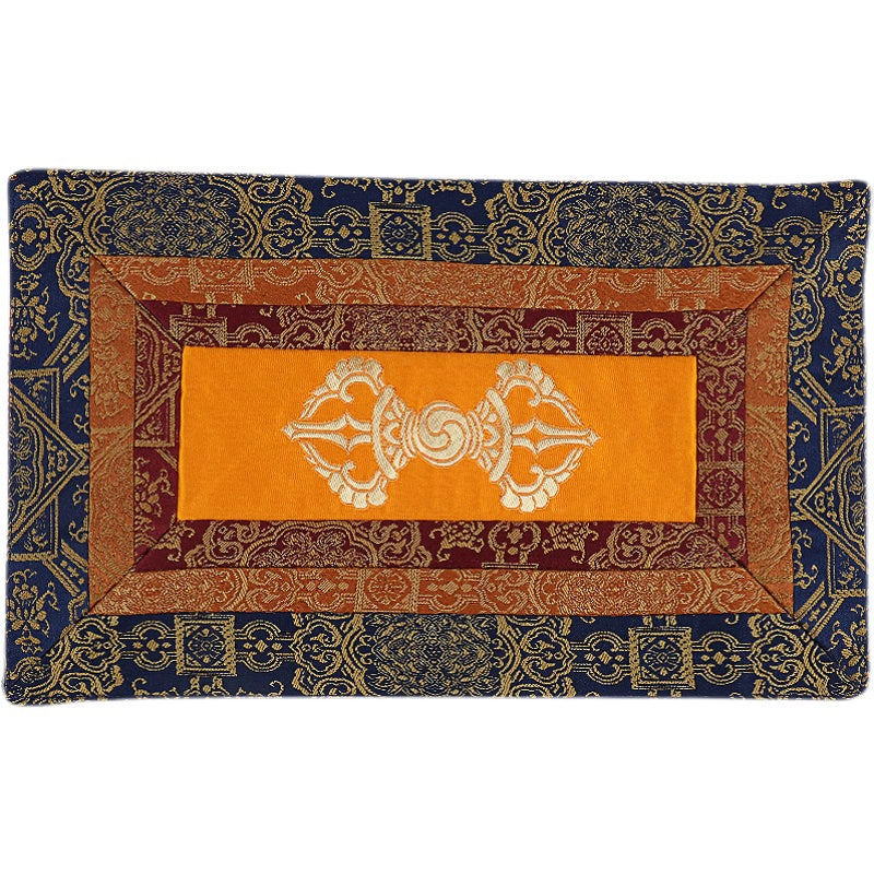 Ethnic Style Ornament King Kong Bell Pestle Cushion Auspicious Pattern Embroidery Tibetan Double-Layer Home Craft Cloth Mat