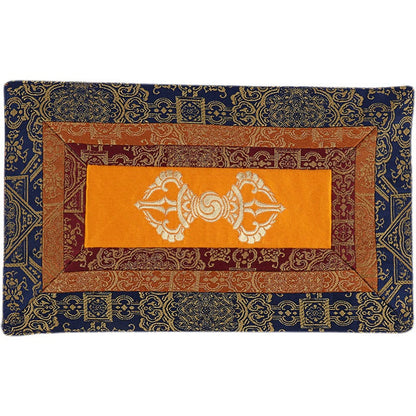 Ethnic Style Ornament King Kong Bell Pestle Cushion Auspicious Pattern Embroidery Tibetan Double-Layer Home Craft Cloth Mat