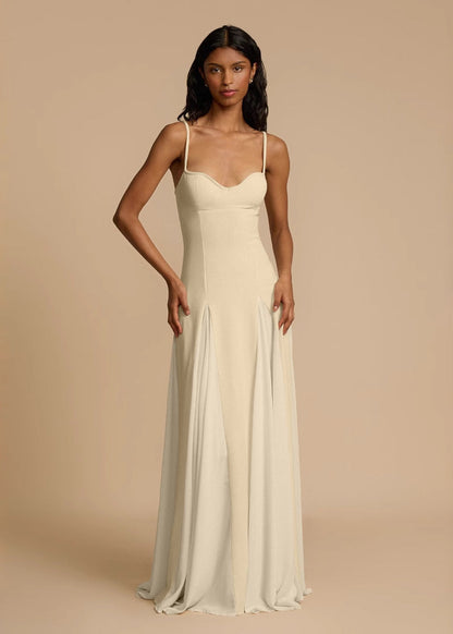 Cream Maxi Dress Lightweight Acetate Spaghetti Strap