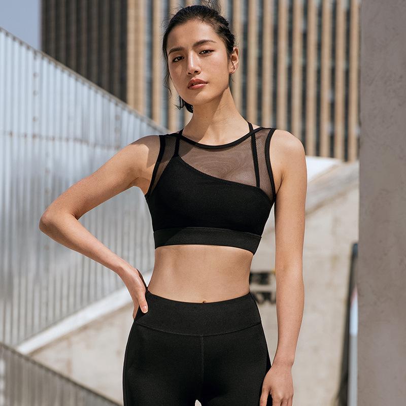 Mesh Stitching Yoga Back Large Size Underwear Bra Running Fitness Sports Bra