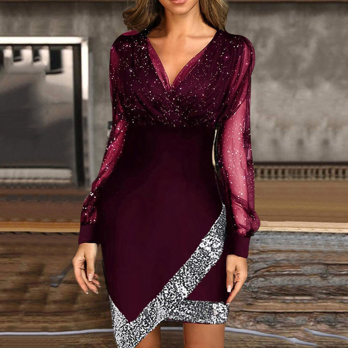 Mesh Stitching Sexy Dress Women