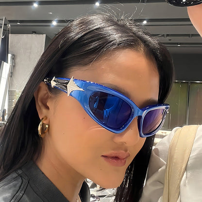 Trendy Outdoor UV Protection Sunglasses Stylish Futuristic Rectangular Shades