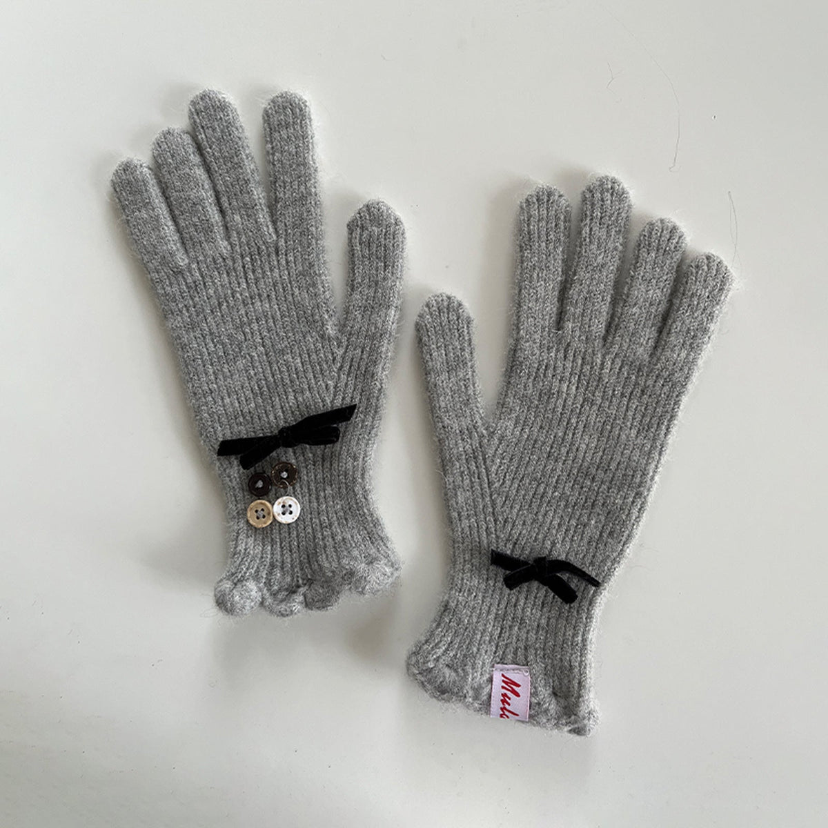 Bow Knot Wool Touchscreen Winter Gloves