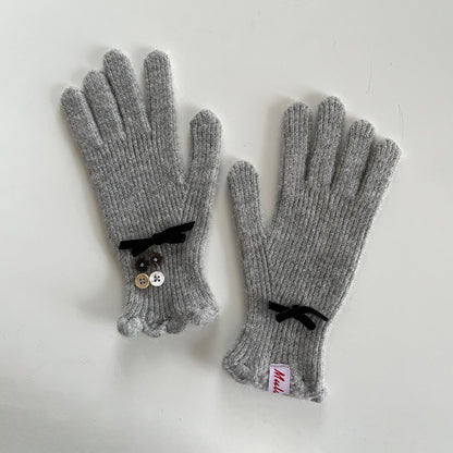 Bow Knot Wool Touchscreen Winter Gloves