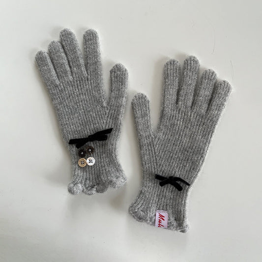 Bow Knot Wool Touchscreen Winter Gloves