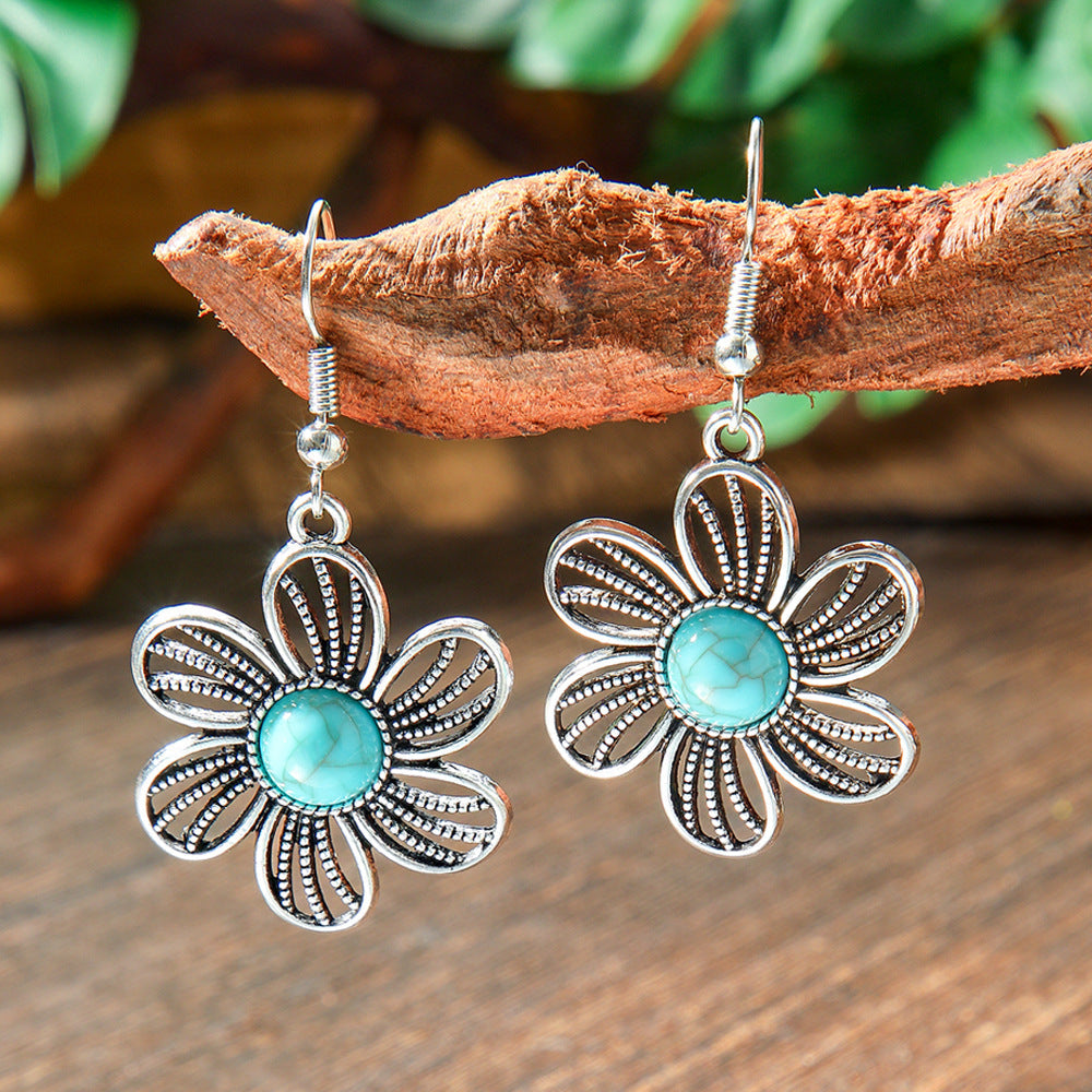 Bohemian Geometric Turquoise Earrings Set