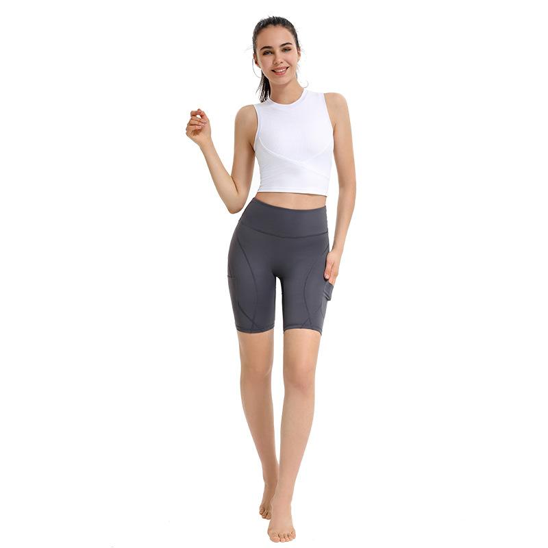 Sleeveless Rib Sports Vest Women'S Running Fitness Elastic Tight-Fitting Yoga Underwear