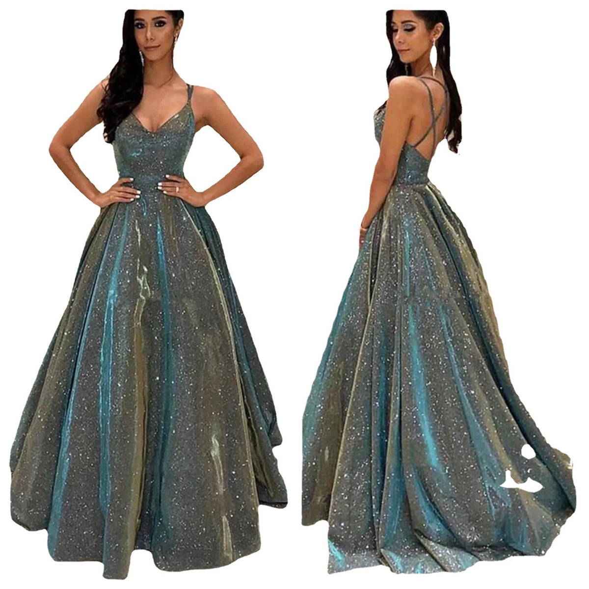 Elegant A-Line Evening Dress With Sequins