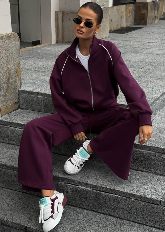 Tracksuit Set Soft Fabric Sporty Luxe Style