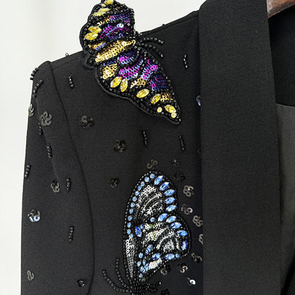 Trendy Butterfly Embellished Suit Set With Long Pants