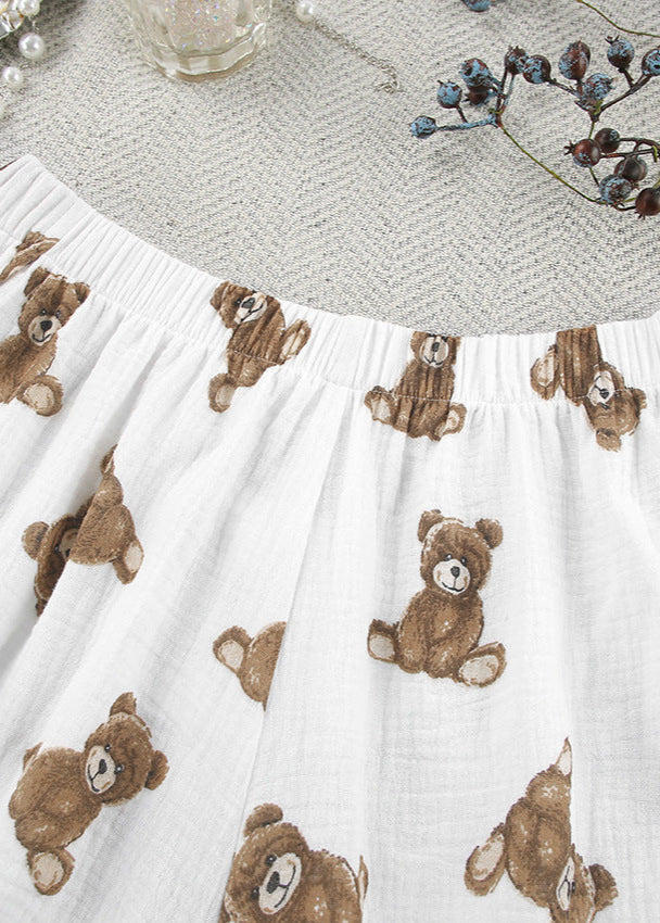 Two Piece Lounge Set Soft Gauze Fabric White
