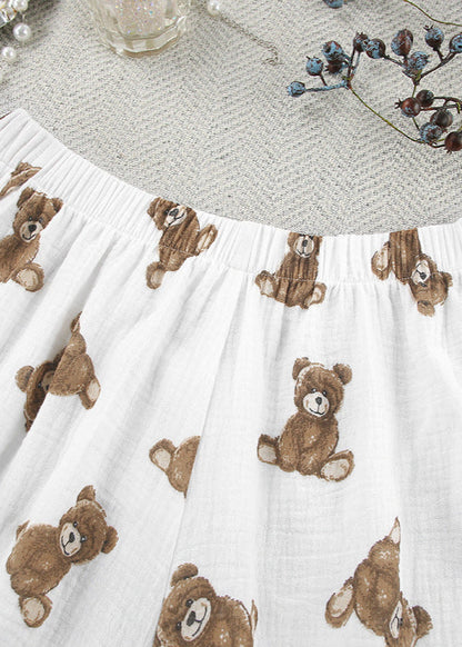 Two Piece Lounge Set Soft Gauze Fabric White