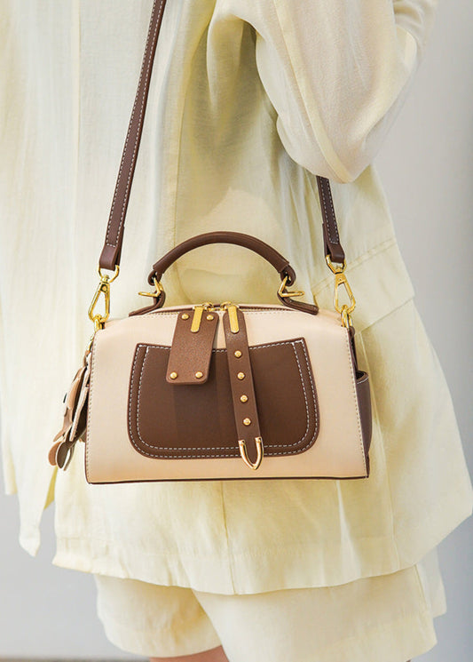 Two Tone Structured Mini PU Leather Satchel
