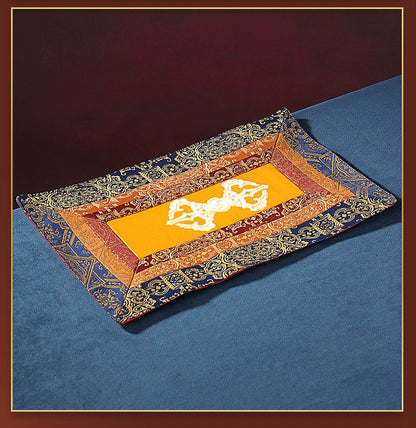 Ethnic Style Ornament King Kong Bell Pestle Cushion Auspicious Pattern Embroidery Tibetan Double-Layer Home Craft Cloth Mat