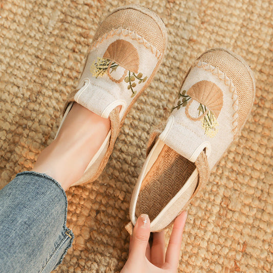 New Embroidered Shoes Flat-Heeled And Low-Top Embroidered Shallow-Mouthed Shoes Ethnic Style Cloth Shoes