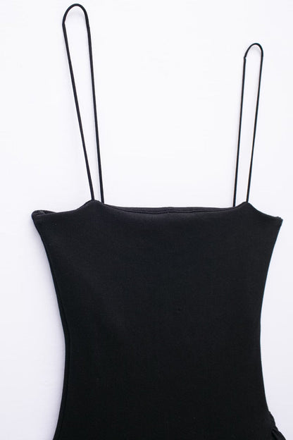 Solid Color Sleeveless Spaghetti Strap Dress