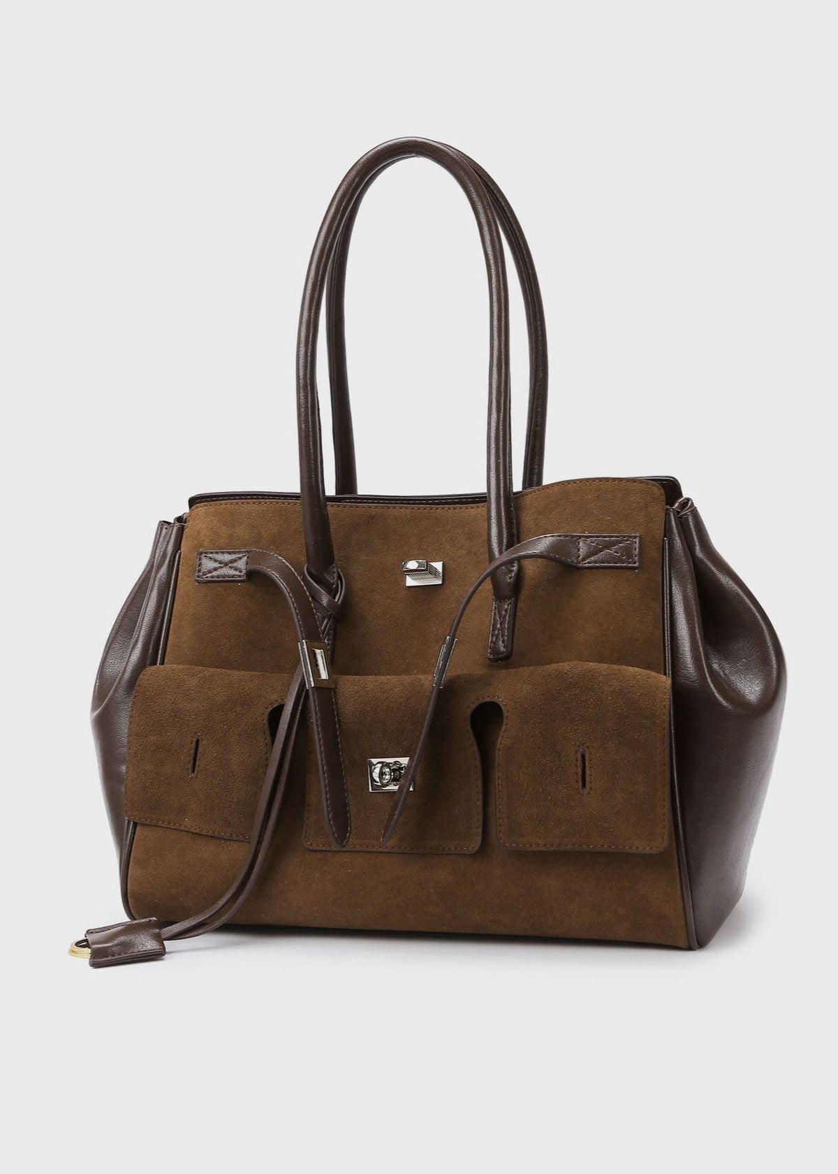 Leather Suede Tote Bag Vintage Two Tone