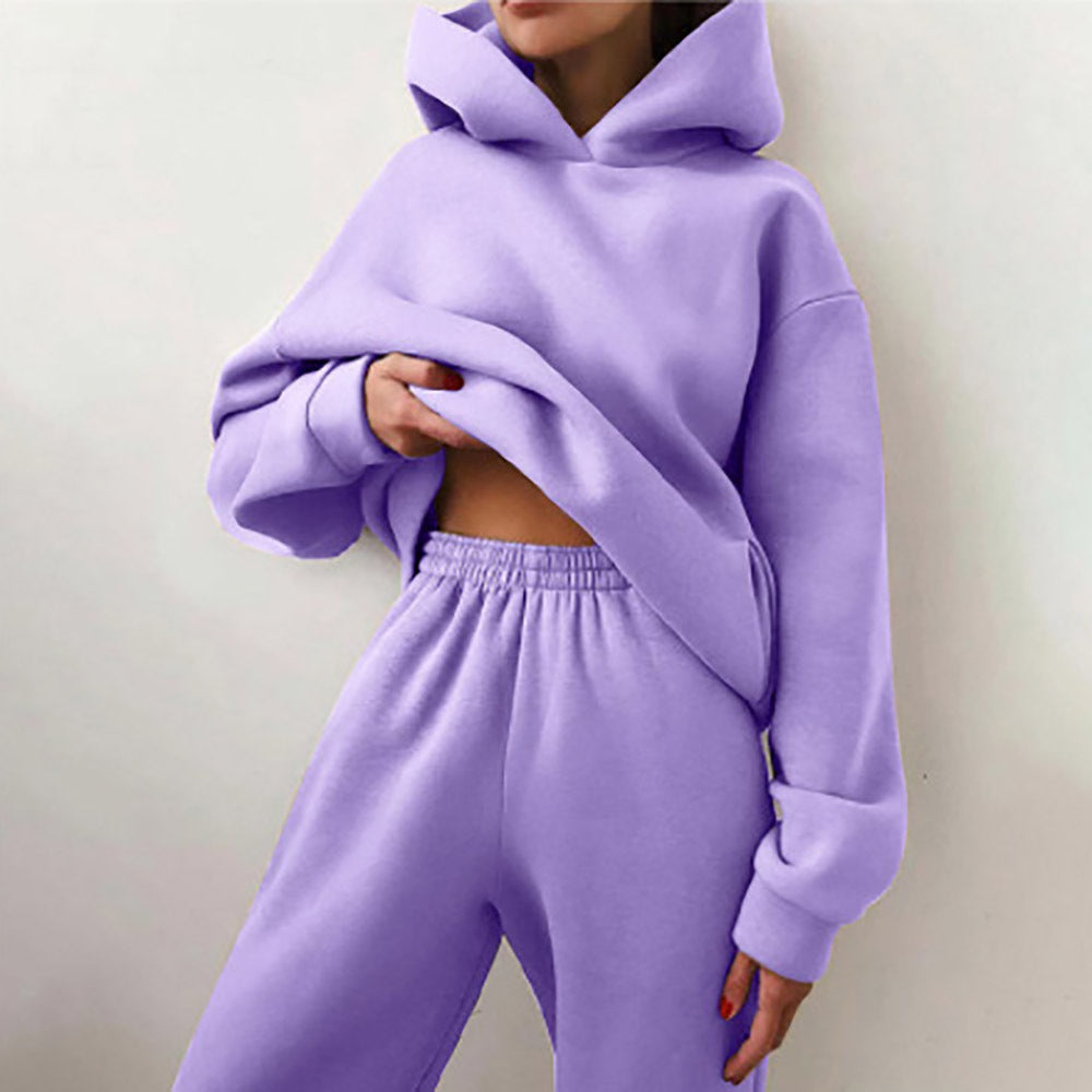 Hooded Sweatshirt And Long Pants Set Casual All-Season Outfit