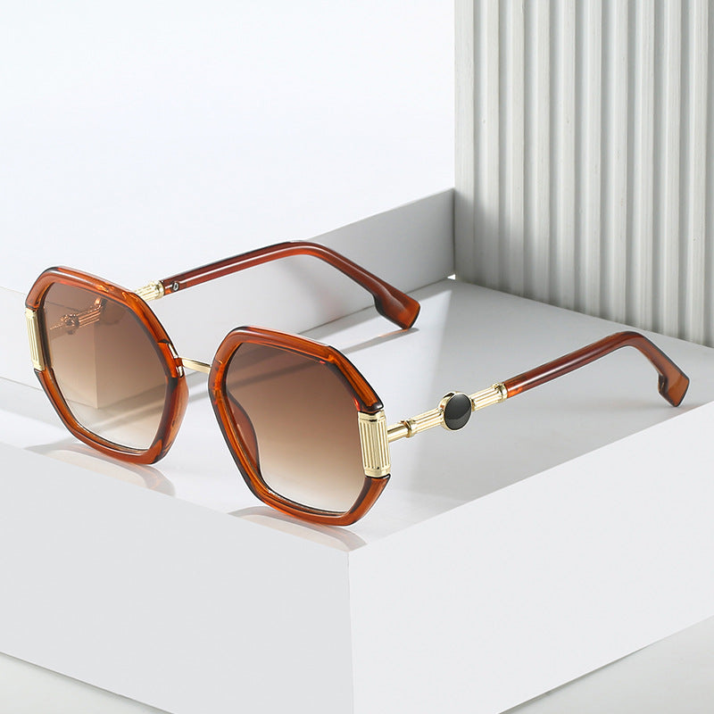 Polygon Sunglasses For Women Trendy Metal Frames Ocean Color