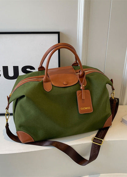 Canvas Weekender Bag with Faux Leather Trim