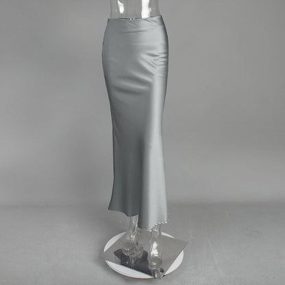 Mermaid Tail Satin Maxi Skirt Elegant Street Style