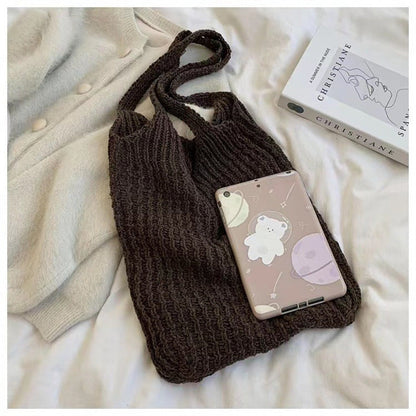 Simple Vintage Shoulder Bag Knit Tote Bag