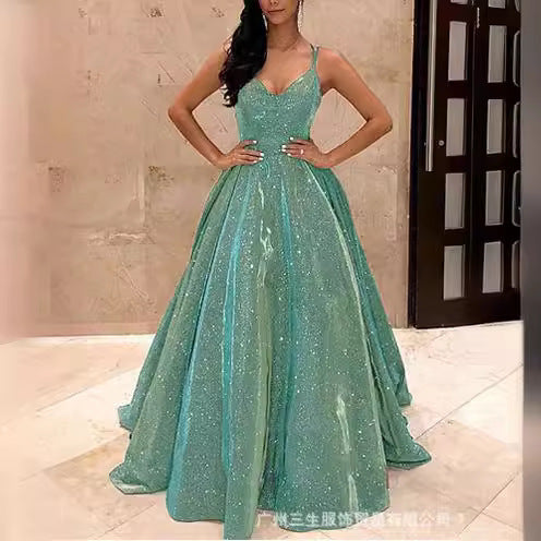 Elegant A-Line Evening Dress With Sequins