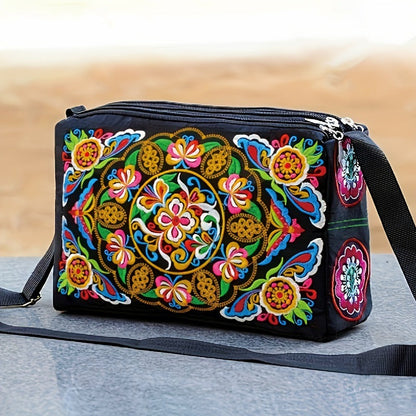 Antique Double-Sided Embroidery Crossbody Bag Small Bag Crossbody Bag Women'S Canvas Shoulder Bag