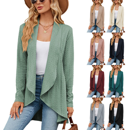 Autumn And Winter New Long Sleeved Solid Color Loose Cardigan Top Women'S Knitted Coat
