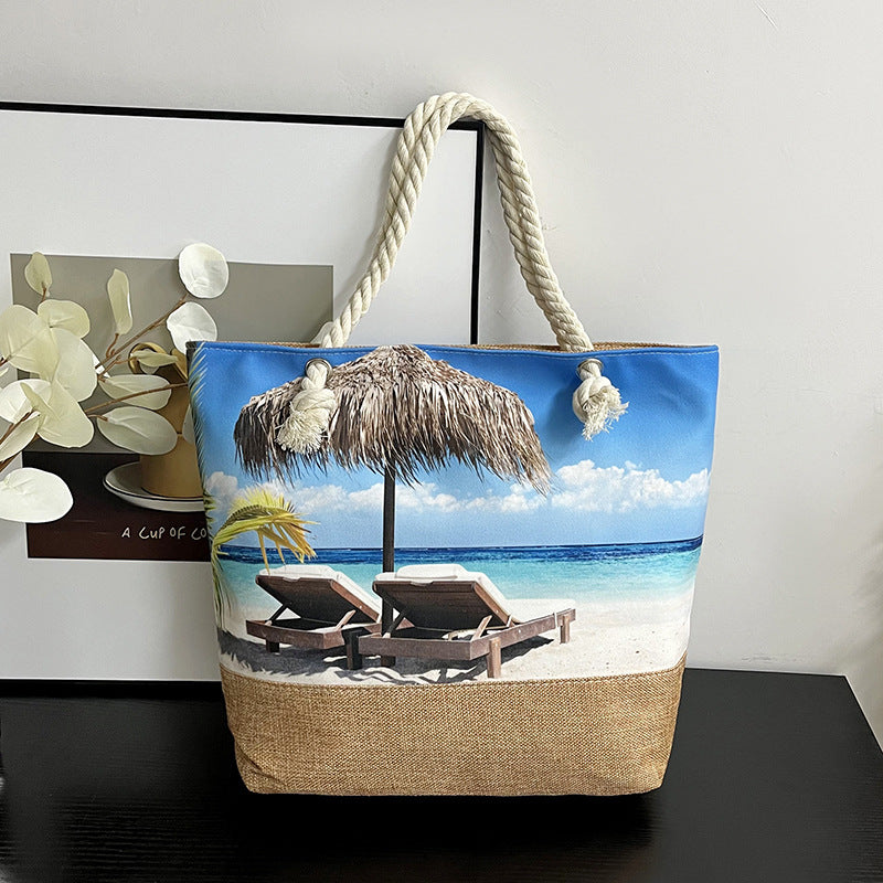 Spacious Beach Tote Bag Fashionable Travel Shoulder Bag