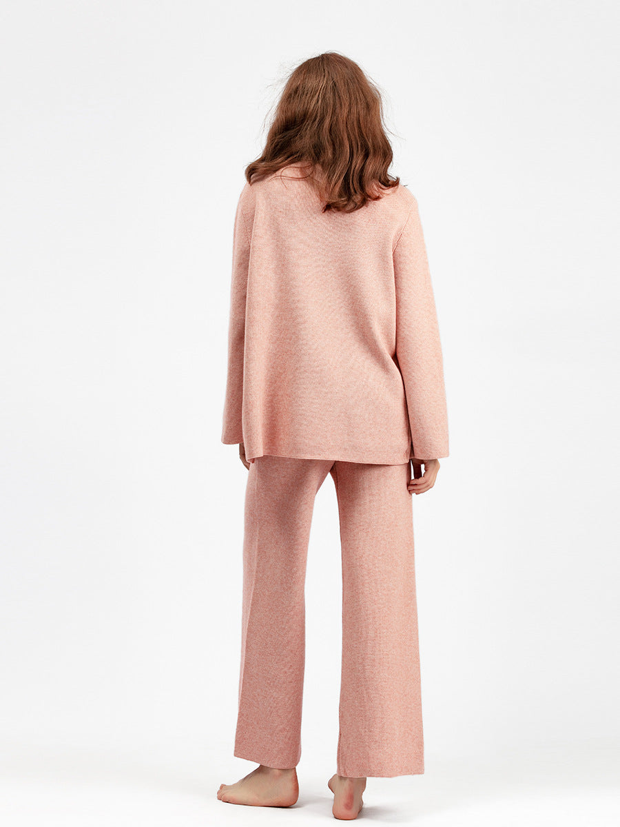 2+ Stand Collar Side Split Knit Sets
