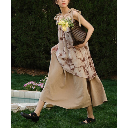 Tie Dye Slip Dress Atmospheric Literary Dress Spring And Summer French Vintage Art Long Dress