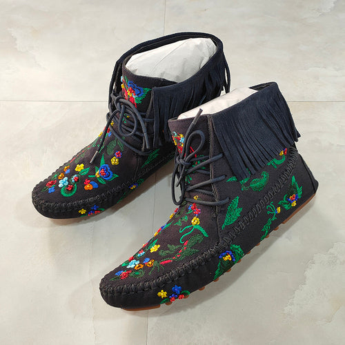 Embroidered Tassel Boots Women'S Bohemian Ethnic Retro Fashionable Beanie Ankle Boots